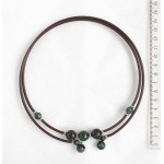 Колье из цоизита на струнке, шарики 12мм, 10мм, 8мм и 6мм