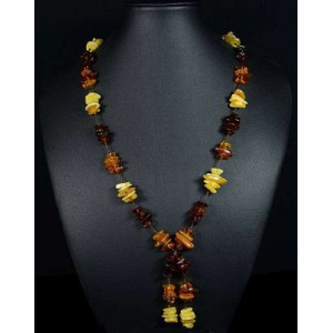 Бусы из янтаря, с подвеской крошка молочный, коньячный, т.коньячный, 62см Бусы из янтаря, с подвеской крошка молочный, коньячный, т.коньячный, 62см