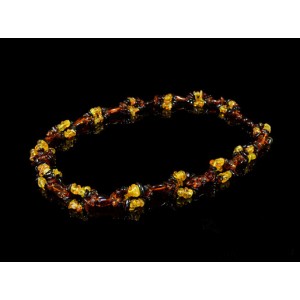 Бусы из янтаря,  крошка тройная с галтовкой медовый, коньячный, кофейный, 53см