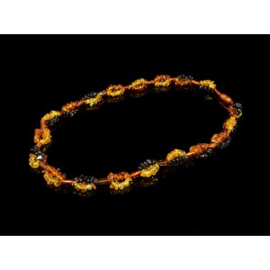 Бусы из янтаря, крошка тройная с галтовкой медовый, коньячный, кофейный, 51см