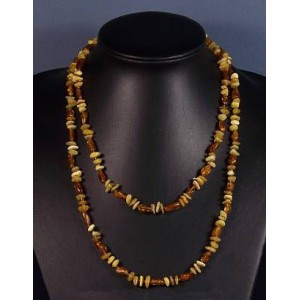 Бусы из янтаря,  крошка молочный, коньячный, 100см