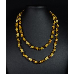 Бусы из янтаря,  крошка молочный, зеленый, 97см