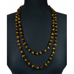 Бусы из янтаря, крошка медовый, кофейный, 150см