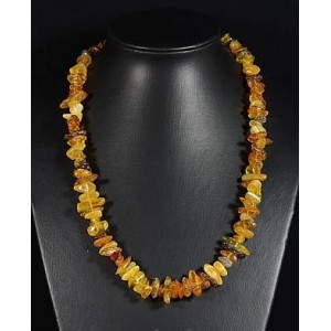 Бусы из янтаря, крошка медовый, зеленый, 60см