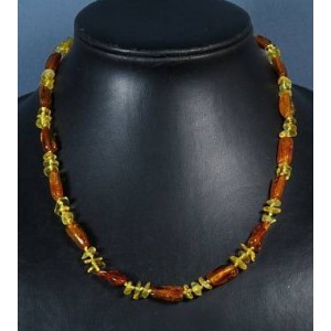 Бусы из янтаря галтовка, крошка св.коньячный, лимонный, 45см