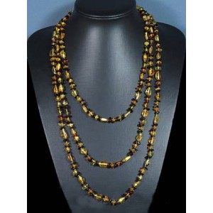 Бусы из янтаря, галтовка, крошка лимонный, кофейный, 190см