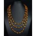 Бусы из янтаря, галтовка, крошка лимонный, коньячный, 177см