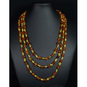 Бусы из янтаря, галтовка, крошка лимонный, коньячный, 177см