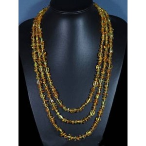 Бусы из янтаря, галтовка, крошка лимонный, 200см