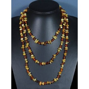 Бусы из янтаря, галтовка, крошка коньячный, молочный, 153см