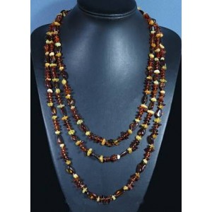 Бусы из янтаря, галтовка, крошка коньячный, молочно-медовый, 200см