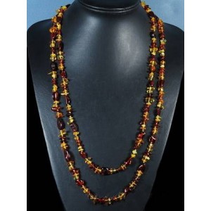 Бусы из янтаря, галтовка, крошка коньячный, медовый, 140см
