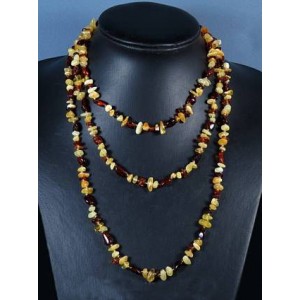 Бусы из янтаря, галтовка, крошка ассорти, 145см