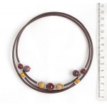 Колье из яшмы вишнево-желтой (мукаит) на струнке, шарики 12мм, 10мм, 8мм и 6мм