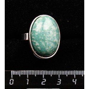 Кольцо с амазонитом, овал, 25х18мм, литая оправа, безразмерное