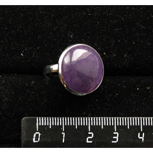 Кольцо с кварцем тонированныи, цвет аметист, круг 18мм, безразмерное