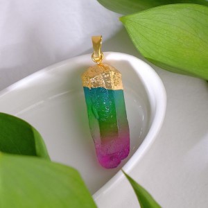 Кулон друза агат под турмалин, цветная (бижутерный сплав)