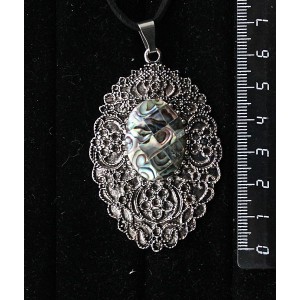 Кулон из гелиотиса - мозаика, овал 25х18мм, филигрань