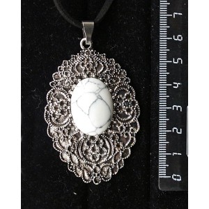 Кулон из каулита (имитация кахолонга), овал 25х18мм, филигрань