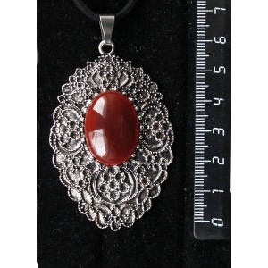 Кулон из сердолика, овал 25х18мм, филигрань