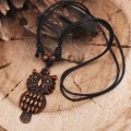 Кулон на шнурке "Филин", длина 40-80см регулируемая, цвет коричнево-чёрный (дерево, текстиль)
