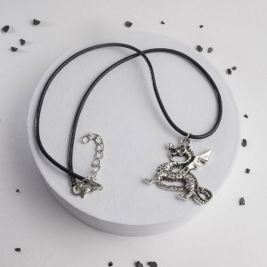 Кулон на шнурке "Дракон" суровый, цвет чернёное серебро на чёрном шнурке, 42 см (искусственная кожа,) Кулон на шнурке "Дракон" суровый, цвет чернёное серебро на чёрном шнурке, 42 см (искусственная кожа,)