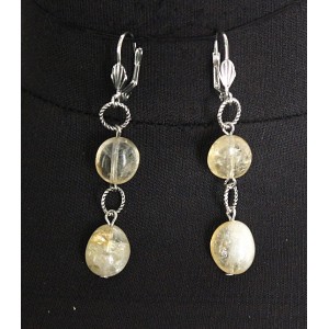 Серьги из цитрина, овалы 11-15мм на колечках