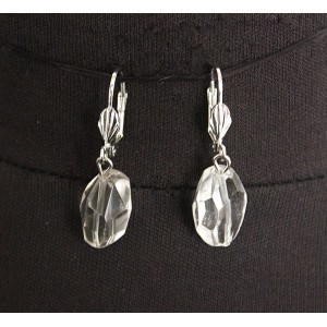 Серьги из горного хрусталя, бусина от 15мм, крупная огранка