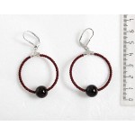 Серьги из граната "круг", диаметр 35мм, шарик 12мм