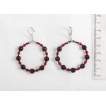 Серьги из граната "круг", шарик 6мм + хрусталь
