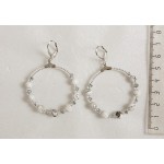 Серьги из камня каулит (имитация кахолонга) "круг", диаметр 40мм, шарик 6мм + хрусталь