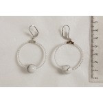 Серьги из камня каулит (имитация кахолонга), "круг", диаметр 35мм, шарик 12мм