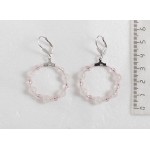 Серьги из кварца розового "круг", диаметр 30мм, шарик 6мм + хрусталь