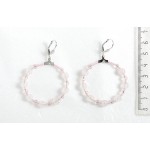Серьги из кварца розового "круг", диаметр 40мм, шарик 6мм + хрусталь