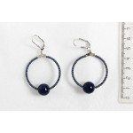 Серьги из лазурита "круг", диаметр 35мм, шарик 12мм