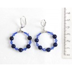 Серьги из лазурита "круг", диаметр 30мм, шарик 6мм + хрусталь