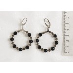 Серьги из раухтопаза "круг", диаметр 35мм, шарик 6мм + хрусталь