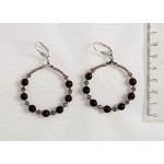 Серьги из раухтопаза "круг", диаметр 40мм, шарик 6мм + хрусталь