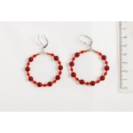 Серьги из сердолика "круг", диаметр 40мм, шарик 6мм + хрусталь