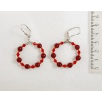 Серьги из сердолика "круг", диаметр 30мм, шарик 6мм + хрусталь