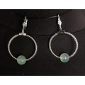 Серьги из флюорита "круг", диаметр 35мм, шарик 12мм