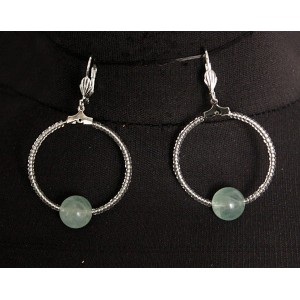 Серьги из флюорита "круг", диаметр 35мм, шарик 12мм