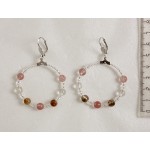 Серьги из халцедона "круг", диаметр 40мм, шарик 6мм + хрусталь