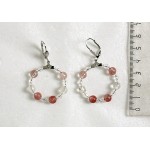 Серьги из халцедона "круг", диаметр 30мм, шарик 6мм + хрусталь