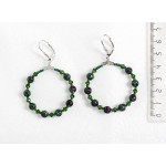 Серьги из цоизита "круг", диаметр 40мм, шарик 6мм + хрусталь