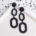 Серьги металл "Затмение" два овала, цвет чёрный