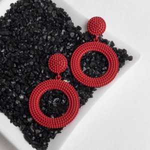 Серьги металл "Затмение" круг, цвет красный