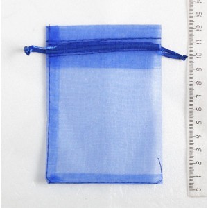 Мешочек подарочный для бус органза, цвет синий 9*11 см