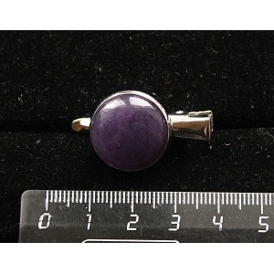 Заколка-крокодил с кварцем тонированным, цвет аметист, круг 20мм