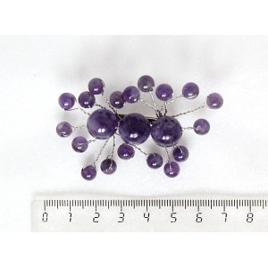 Брошь из аметиста "веточки", шарик 12 и 6 мм